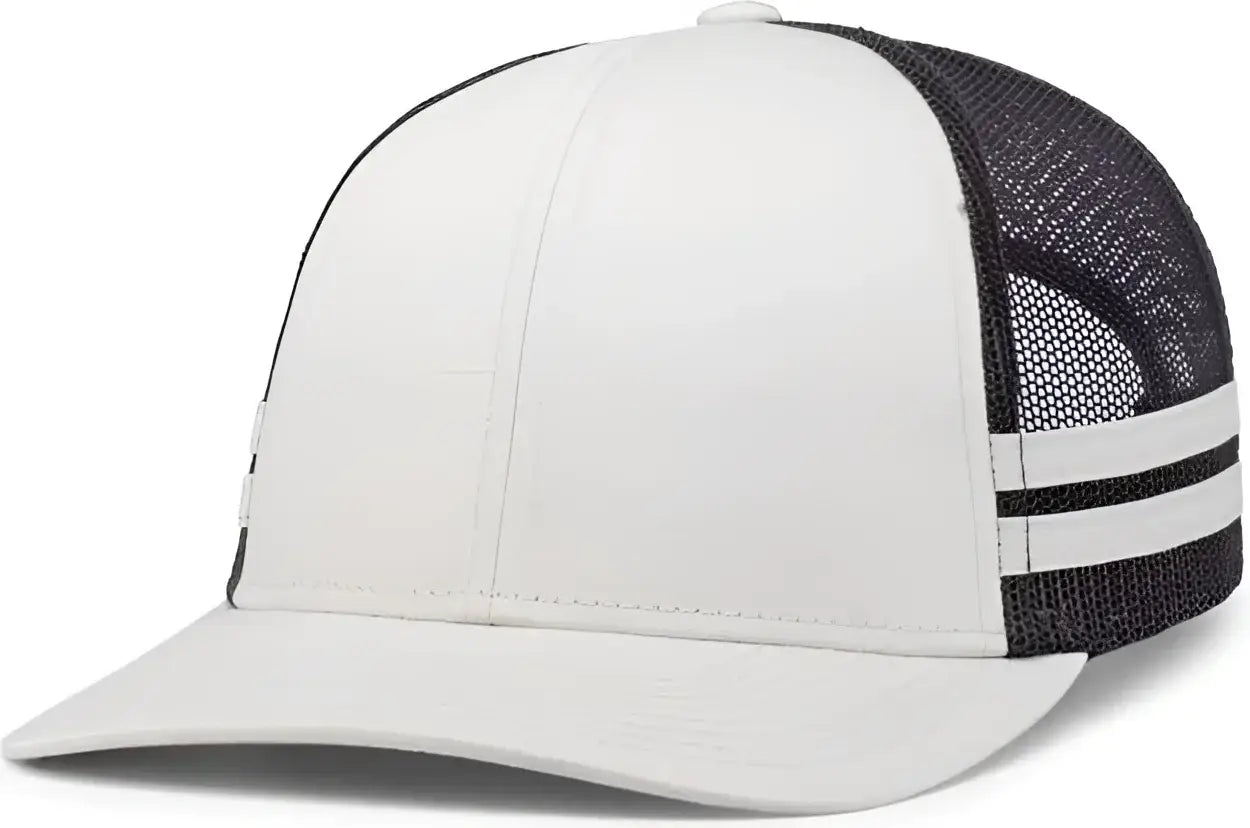 Pacific Headwear P115 Low-Profile Stripe Trucker Cap - Birch Light Charcoal Birch - Birch Light Charcoal Birch / 7’’