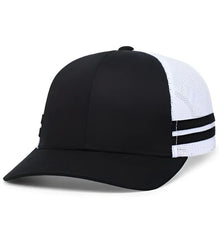 Pacific Headwear P115 Low-Profile Stripe Trucker Cap - Black White Black - Black White Black / 7’’ - 7 7/8’’