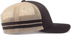 Pacific Headwear P115 Low-Profile Stripe Trucker Cap - Brown Khaki Brown - Brown Khaki Brown / 7’’ - 7 7/8’’