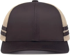 Pacific Headwear P115 Low-Profile Stripe Trucker Cap - Brown Khaki Brown - Brown Khaki Brown / 7’’ - 7 7/8’’