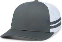 Pacific Headwear P115 Low-Profile Stripe Trucker Cap - Graphite White Graphite - Graphite White Graphite / 7’’ - 7 7/8’’