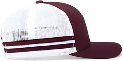 Pacific Headwear P115 Low-Profile Stripe Trucker Cap - Maroon White Maroon - Maroon White Maroon / 7’’ - 7 7/8’’