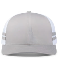 Pacific Headwear P115 Low-Profile Stripe Trucker Cap - Silver White Silver - Silver White Silver / 7’’ - 7 7/8’’