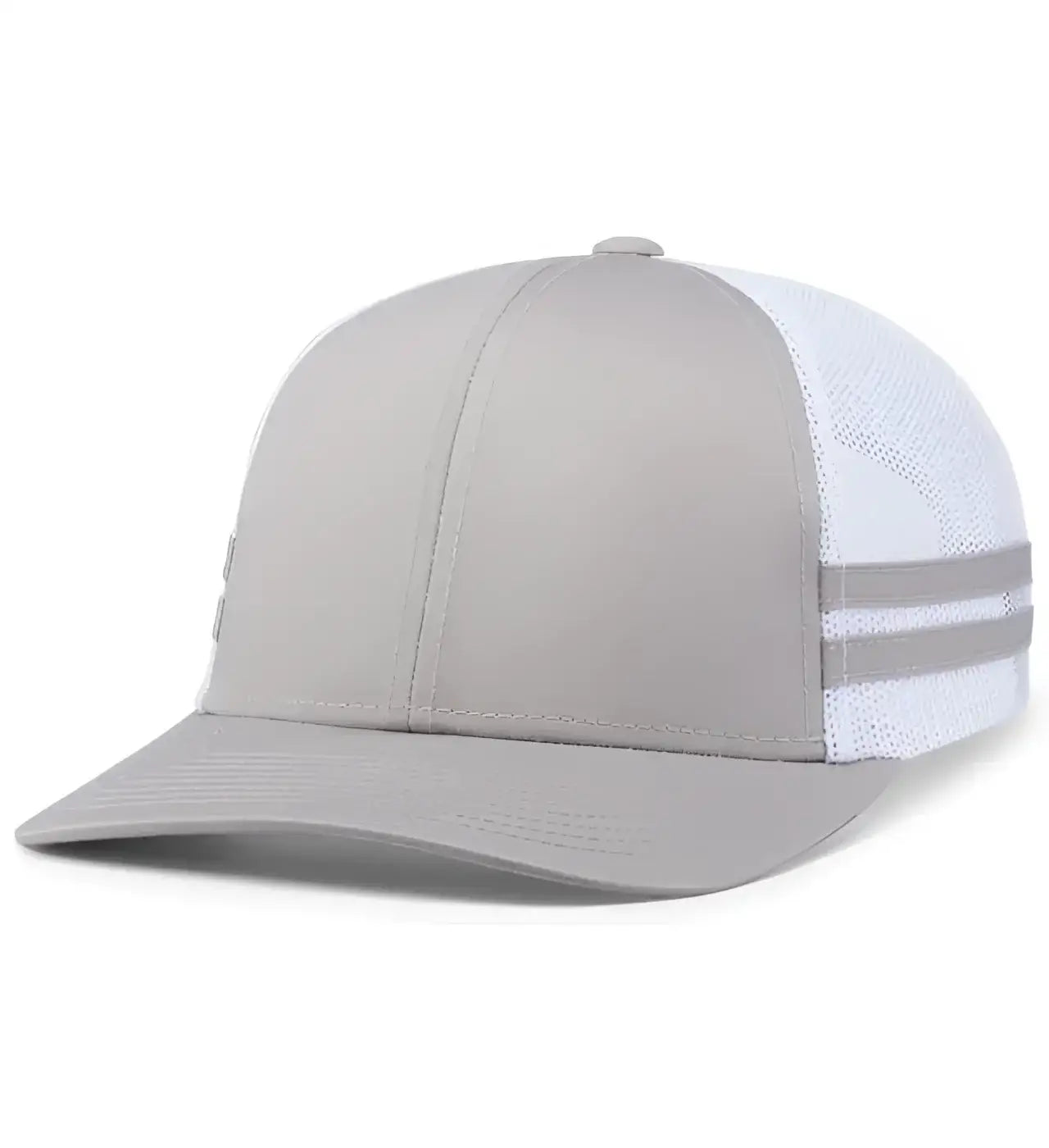 Pacific Headwear P115 Low-Profile Stripe Trucker Cap - Silver White Silver - Silver White Silver / 7’’ - 7 7/8’’