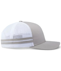 Pacific Headwear P115 Low-Profile Stripe Trucker Cap - Silver White Silver - Silver White Silver / 7’’ - 7 7/8’’