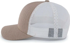 Pacific Headwear P124 Herringbone Trucker Cap - Khaki White Khaki - Khaki White Khaki / 7’’ - 7 7/8’’