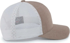 Pacific Headwear P124 Herringbone Trucker Cap - Khaki White Khaki - Khaki White Khaki / 7’’ - 7 7/8’’