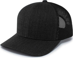 Pacific Headwear P124 Herringbone Trucker Cap - Light Charcoal Black Light Charcoal - Light Charcoal Black Light