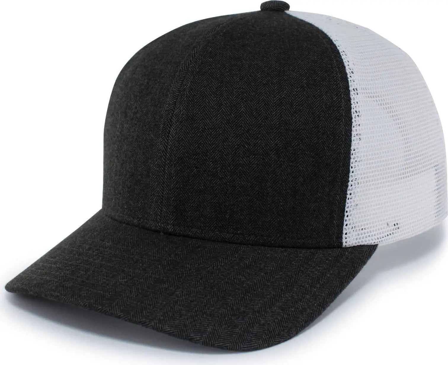 Pacific Headwear P124 Herringbone Trucker Cap - Light Charcoal White Light Charcoal - Light Charcoal White Light