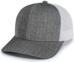 Pacific Headwear P124 Herringbone Trucker Cap - Light Grey White Light Grey - Light Grey White Light Grey / 7’’ - 7