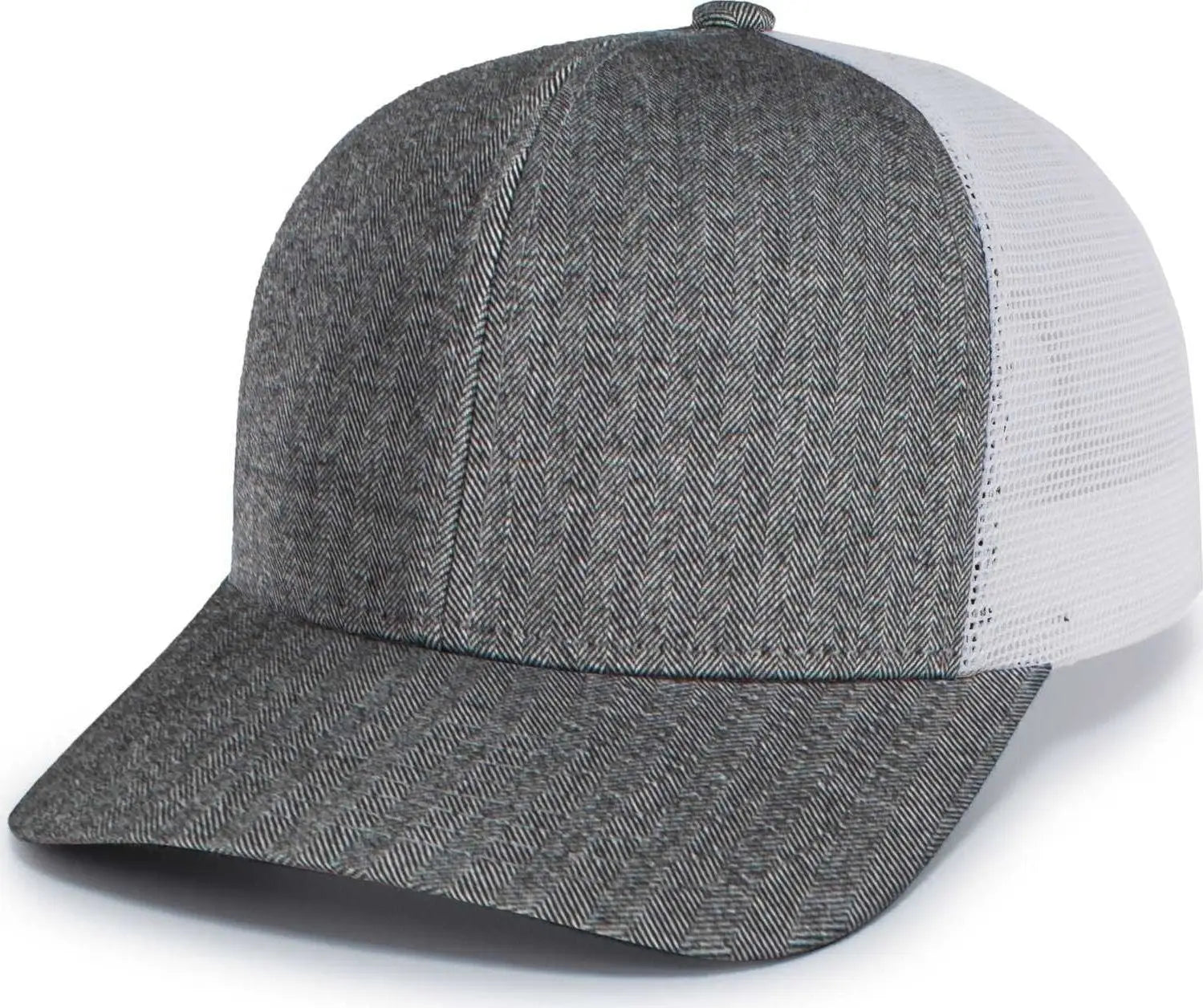 Pacific Headwear P124 Herringbone Trucker Cap - Light Grey White Light Grey - Light Grey White Light Grey / 7’’ - 7