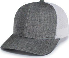 Pacific Headwear P124 Herringbone Trucker Cap - Light Grey White Light Grey - Light Grey White Light Grey / 7’’ - 7
