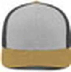 Pacific Headwear P151 Trucker Pacflex Snapback Cap - Heather Grey Lt Charcoal Amber Gold - Gray Gold / 7’’ 7 7/8’’