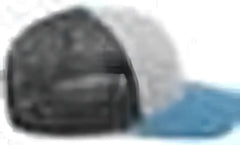 Pacific Headwear P151 Trucker Pacflex Snapback Cap - Heather Grey Lt Charcoal Ocean Blue - Heather Grey Lt Charcoal