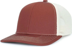 Pacific Headwear P151S Contrast Stitch Trucker Pacflex Snapback Cap - Brick Beige Brick - Brown Kahki / 7’’ 7 7/8’’