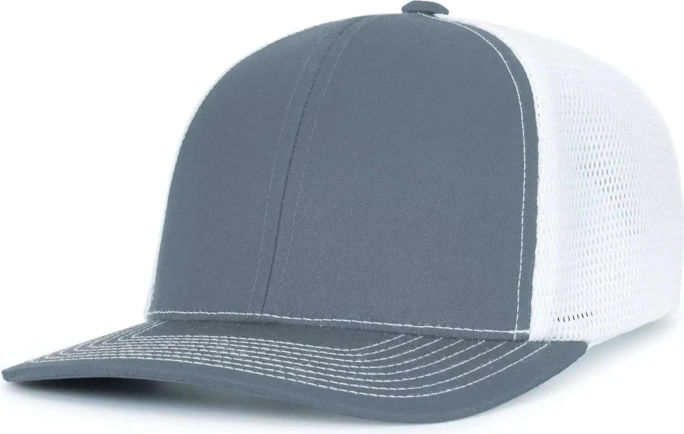 Pacific Headwear P151S Contrast Stitch Trucker Pacflex Snapback Cap - Graphite White Graphite - Dark Gray white / 7’’ 7