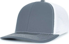 Pacific Headwear P151S Contrast Stitch Trucker Pacflex Snapback Cap - Graphite White Graphite - Dark Gray white / 7’’ 7