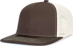 Pacific Headwear P151S Contrast Stitch Trucker Pacflex Snapback Cap - Grey Brown Beige Grey Brown - Gray Brown / 7’’ 7