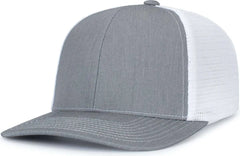 Pacific Headwear P151S Contrast Stitch Trucker Pacflex Snapback Cap - Heather Grey White Heather Grey - Gray White
