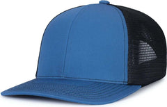 Pacific Headwear P151S Contrast Stitch Trucker Pacflex Snapback Cap - Ocean Blue Lt Charcoal Ocean Blue - Blue Gray