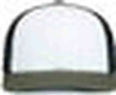 Pacific Headwear P151S Contrast Stitch Trucker Pacflex Snapback Cap - White Light Charcoal Moss - White Olive / 7’’ 7