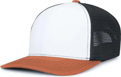 Pacific Headwear P151S Contrast Stitch Trucker Pacflex Snapback Cap - White Light Charcoal Rust - White Gray / 7’’ 7