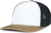 Pacific Headwear P151S Contrast Stitch Trucker Pacflex Snapback Cap - White Light Charcoal Buck - White Gray / 7’’ 7