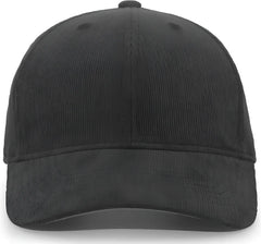 Pacific Headwear P206 Hybrid Corduroy Dad Cap - Black - Black / 7’’ - 7 7/8’’