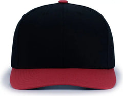 Pacific Headwear P322 Poly/Cotton Snapback Cap - Black Red