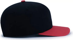 Pacific Headwear P322 Poly/Cotton Snapback Cap - Black Red