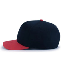 Pacific Headwear P322 Poly/Cotton Snapback Cap - Navy Red
