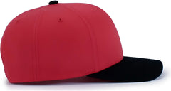 Pacific Headwear P322 Poly/Cotton Snapback Cap - Red Black