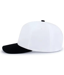 Pacific Headwear P322 Poly/Cotton Snapback Cap - White Black