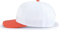 Pacific Headwear P322 Poly/Cotton Snapback Cap - White Orange