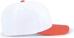 Pacific Headwear P322 Poly/Cotton Snapback Cap - White Orange