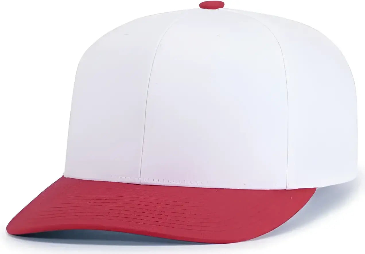 Pacific Headwear P322 Poly/Cotton Snapback Cap - White Red - White Red / 6 1/2’’ - 7’’