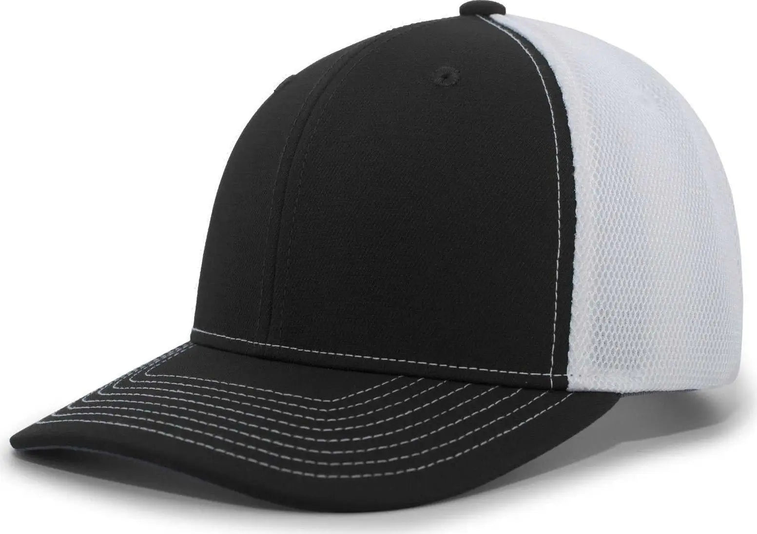 Pacific Headwear P365 Air Mesh Sideline Cap - Black White Black - Black / 7’’ - 7 7/8’’
