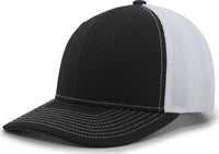 Pacific Headwear P365 Air Mesh Sideline Cap - Black White Black - Black / 7’’ - 7 7/8’’