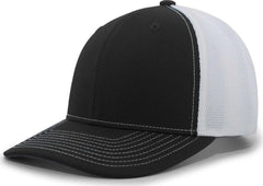 Pacific Headwear P365 Air Mesh Sideline Cap - Black White Black - Black / 7’’ - 7 7/8’’