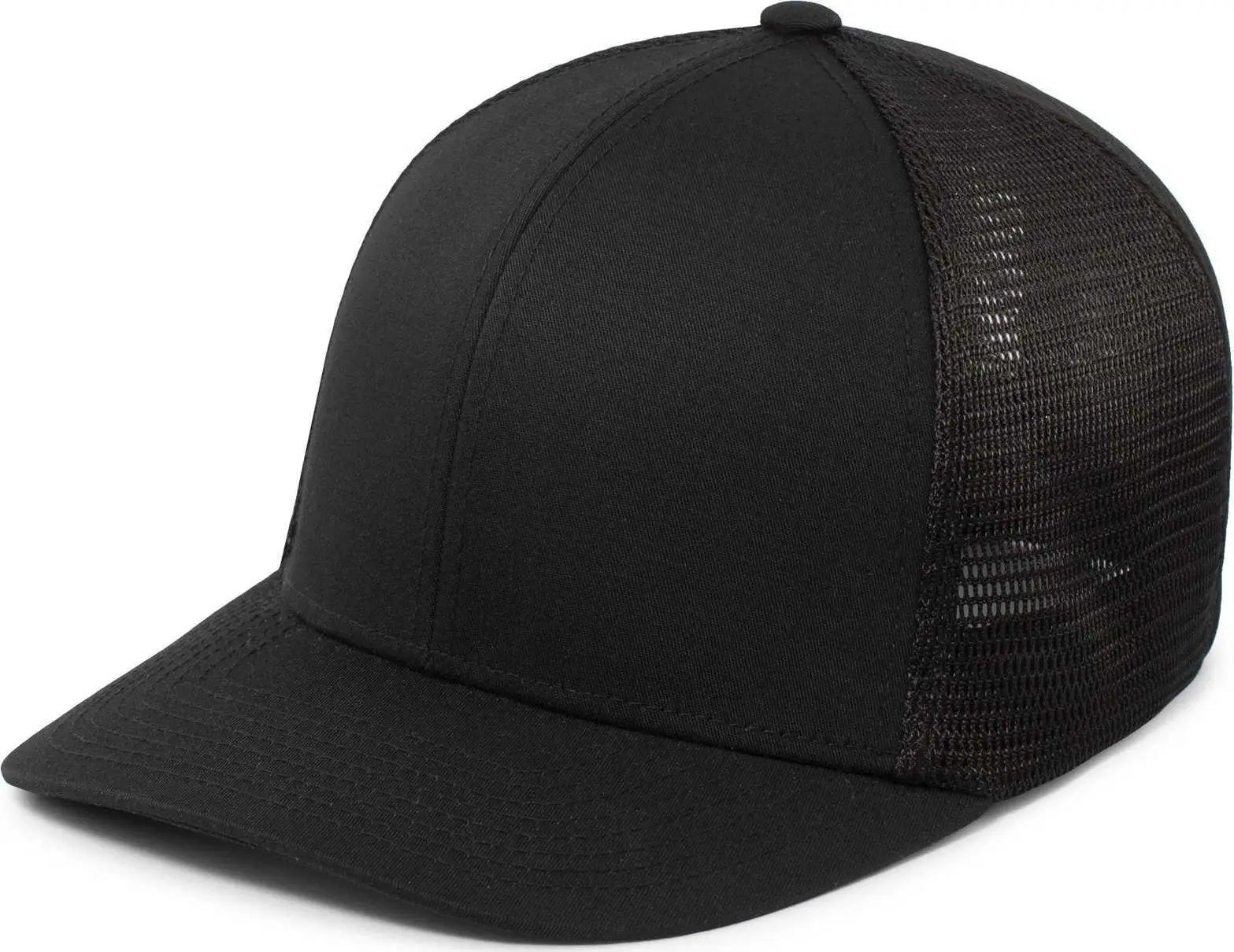 Pacific Headwear P401 Fusion Trucker Cap - Black - Black / 6 1/2’’ 7’’