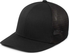Pacific Headwear P401 Fusion Trucker Cap - Black - Black / 6 1/2’’ 7’’