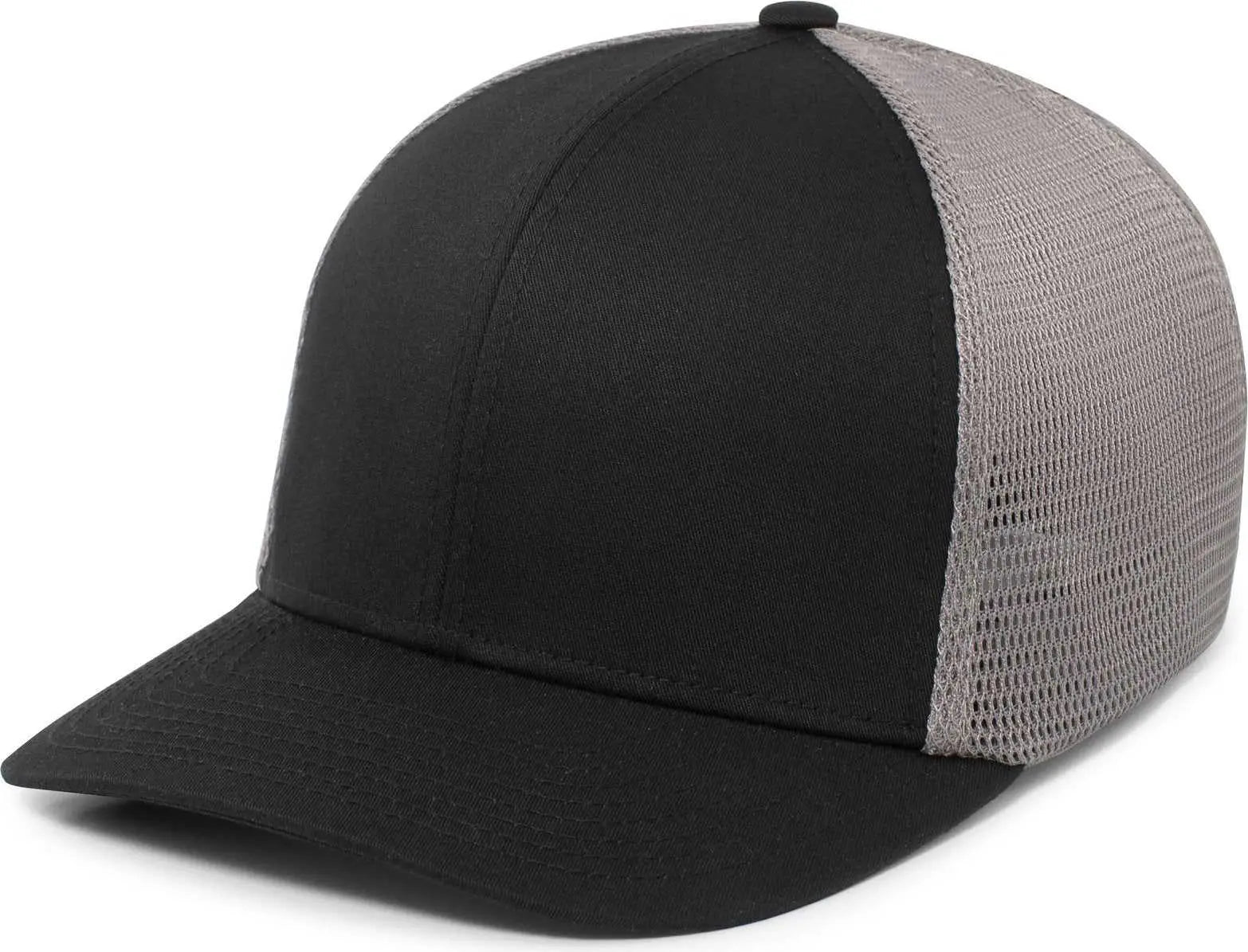 Pacific Headwear P401 Fusion Trucker Cap - Black Graphite Black - Black Dark Gray / 6 1/2’’ 7’’