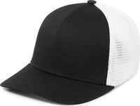 Pacific Headwear P401 Fusion Trucker Cap - Black White Black - Black White / 6 1/2’’ 7’’