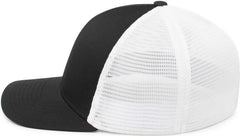 Pacific Headwear P401 Fusion Trucker Cap - Black White Black