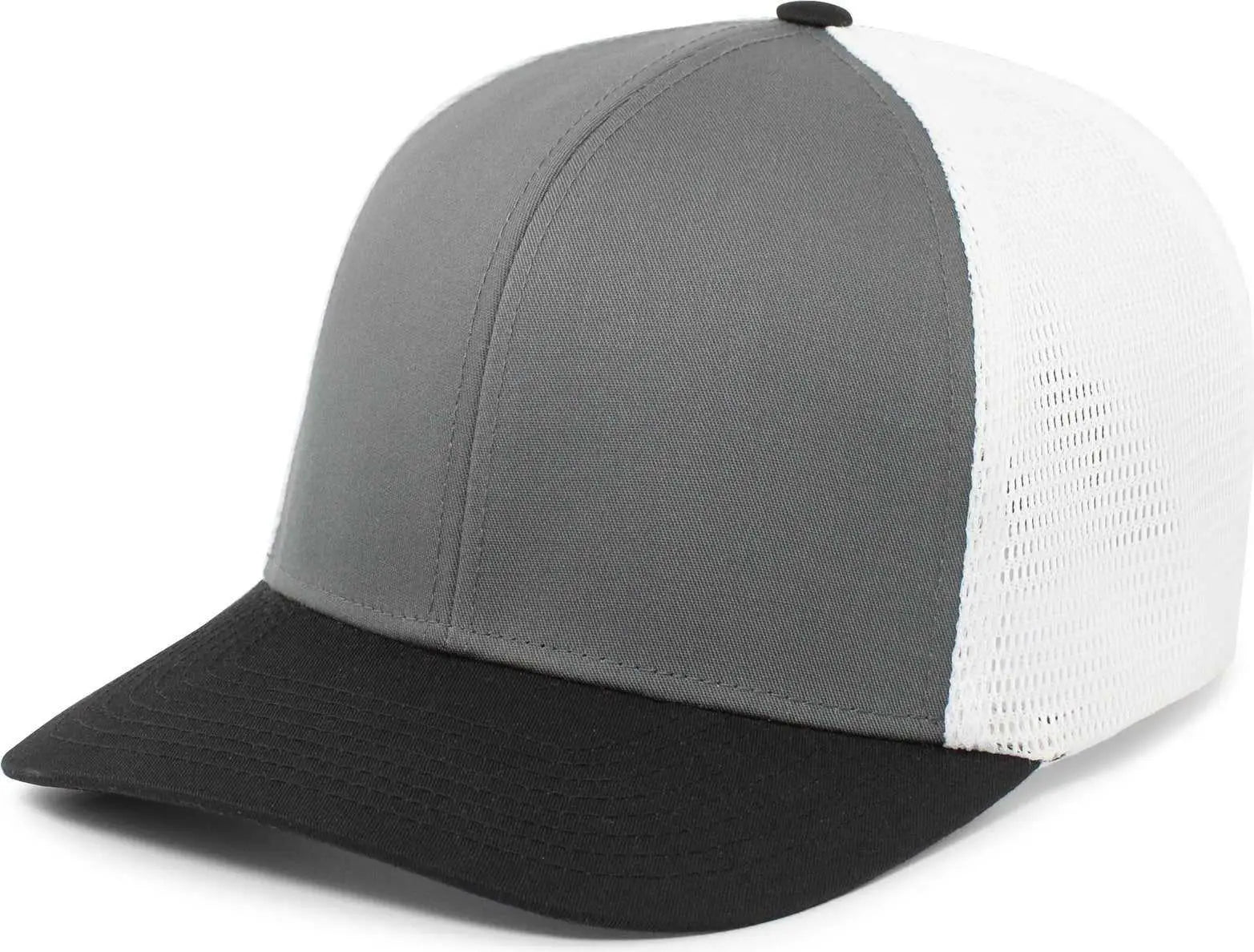 Pacific Headwear P401 Fusion Trucker Cap - Graphite White Black - Dark Gray white / 6 1/2’’ 7’’