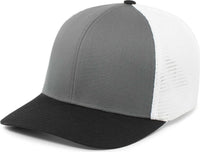 Pacific Headwear P401 Fusion Trucker Cap - Graphite White Black - Dark Gray white / 6 1/2’’ 7’’