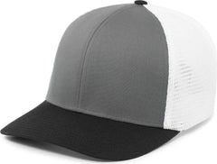 Pacific Headwear P401 Fusion Trucker Cap - Graphite White Black - Dark Gray white / 6 1/2’’ 7’’