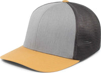 Pacific Headwear P401 Fusion Trucker Cap - Heather Grey Lt Charcoal Amber Gold - Gray Gold / 6 1/2’’ 7’’