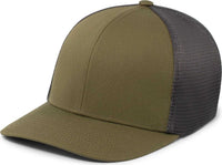 Pacific Headwear P401 Fusion Trucker Cap - Moss Green Lt Charcoal Moss Green - Olive Dark Gray / 6 1/2’’ 7’’