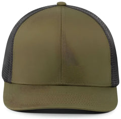 Pacific Headwear P401 Fusion Trucker Cap - Moss Green Lt Charcoal Moss Green